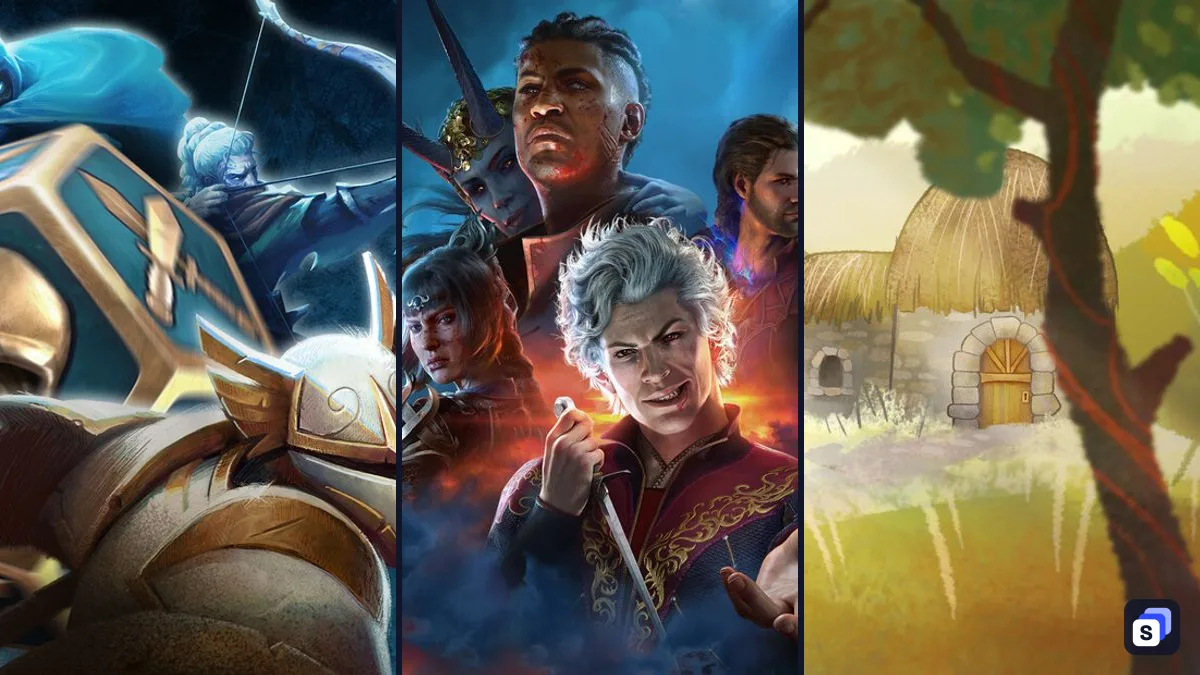 Key art from Demeo, Baldur's Gate 3 and Wildermyth