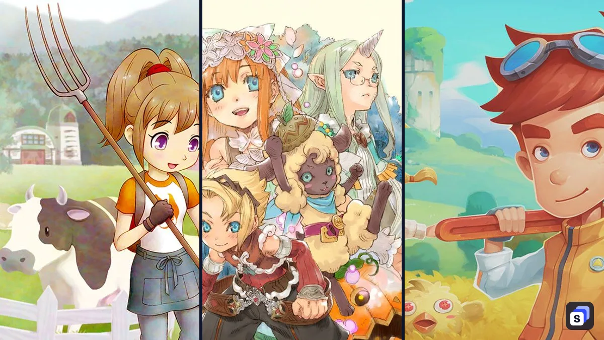 Key art from STORY OF SEASONS: A Wonderful Life, Rune Factory 3 Special and My Time at Portia