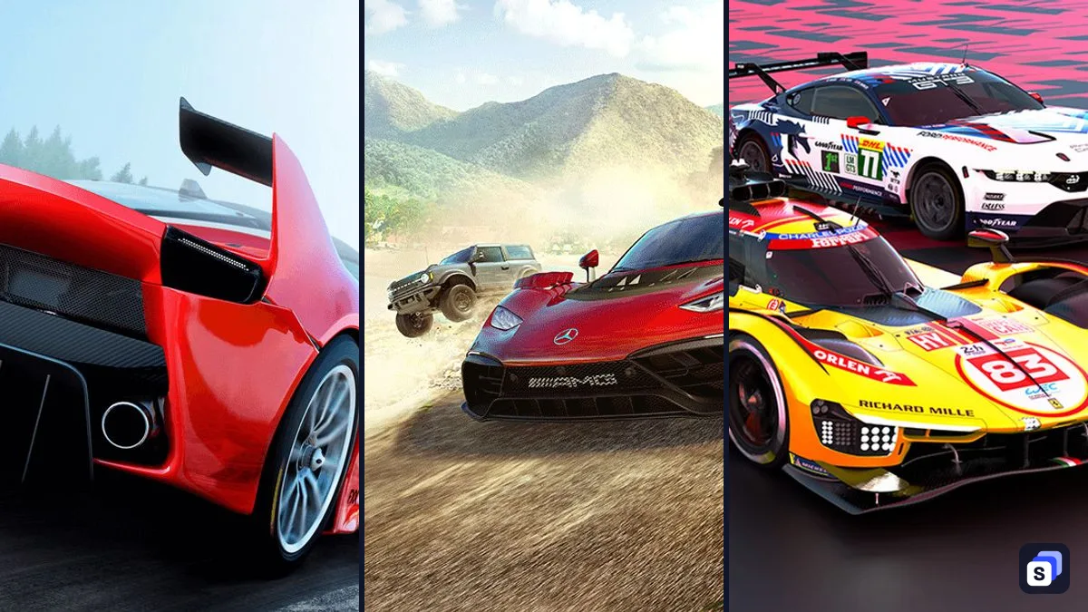 Illustrations de Assetto Corsa, Forza Horizon 5 et Le Mans Ultimate