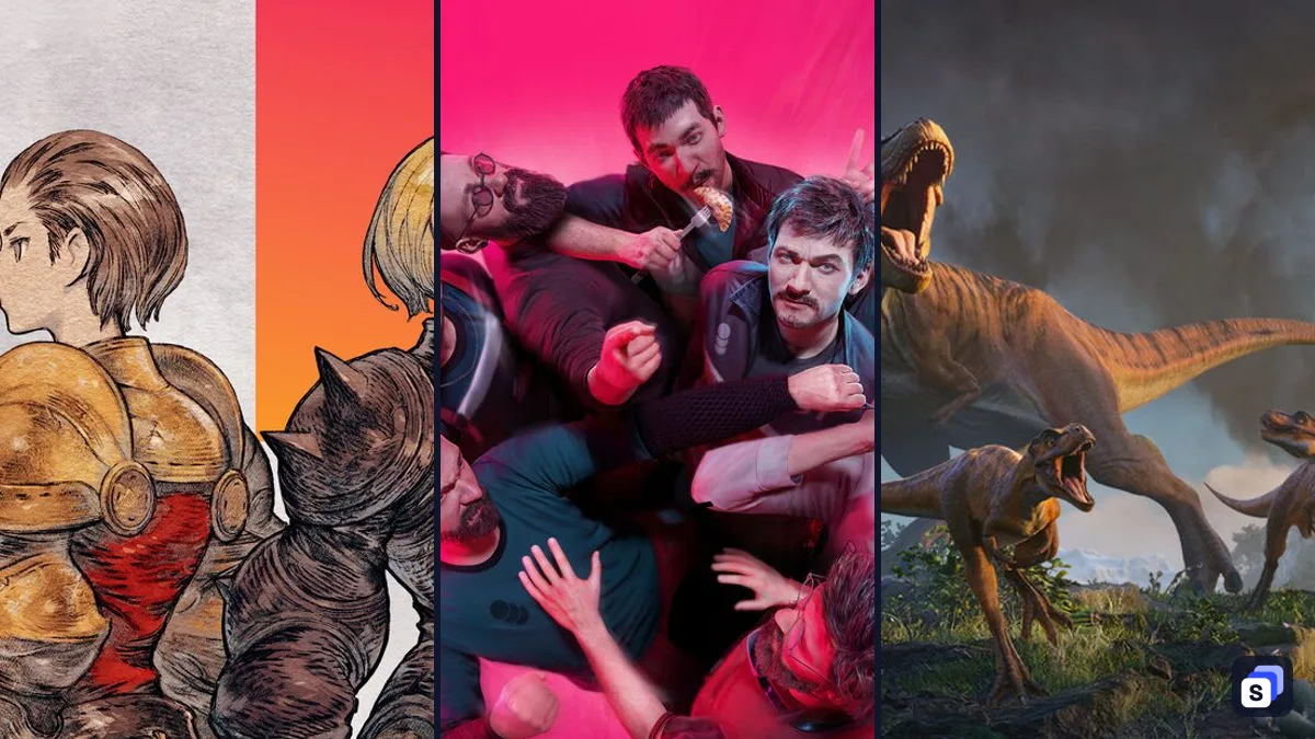 Key art from FINAL FANTASY TACTICS - The Ivalice Chronicles, The Alters and Jurassic World Evolution 3