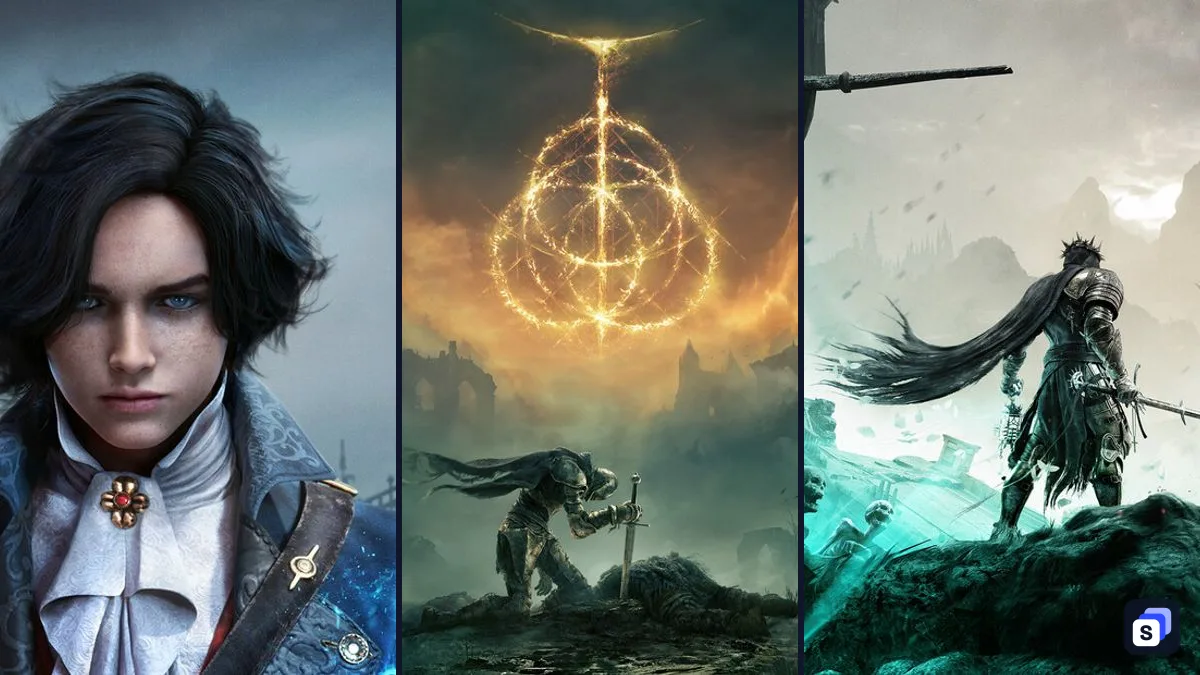Key art from Lies of P, ELDEN RING and Lords of the Fallen