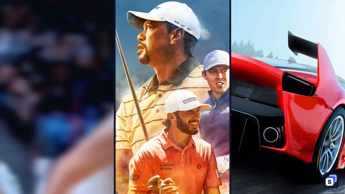 Key art from NBA 2K26, PGA TOUR 2K25 and Assetto Corsa