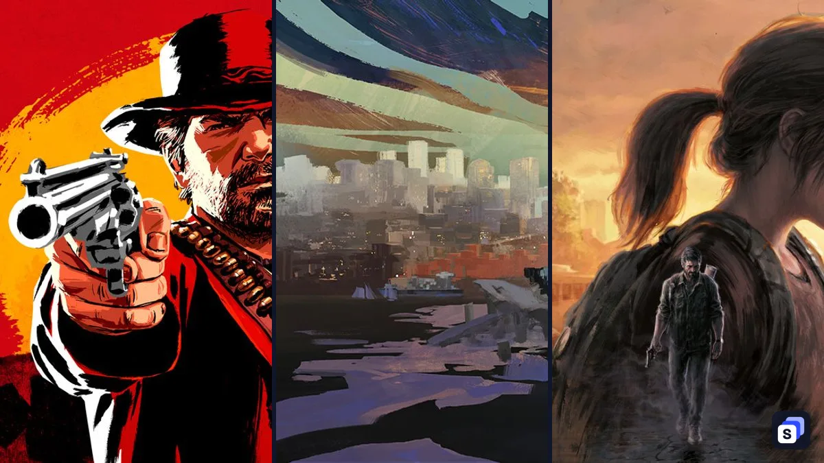 Key-Art von Red Dead Redemption 2, Disco Elysium - The Final Cut und The Last of Us Part I
