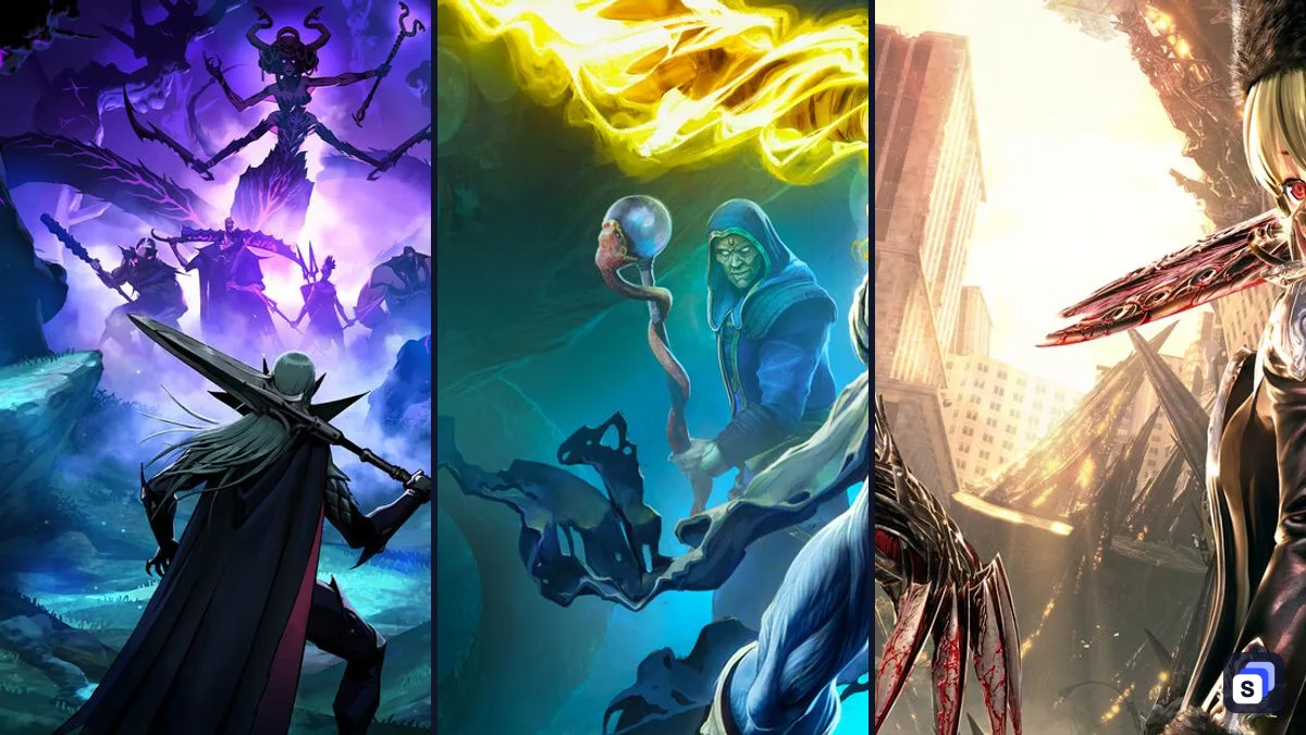 Key art from V Rising, Legacy of Kain Soul Reaver 1&2 Remastered and CODE VEIN