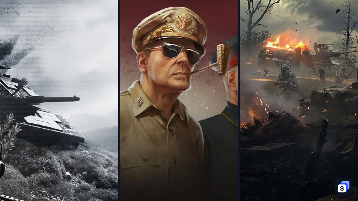 Key art from Arma 3, Hearts of Iron IV and Hell Let Loose