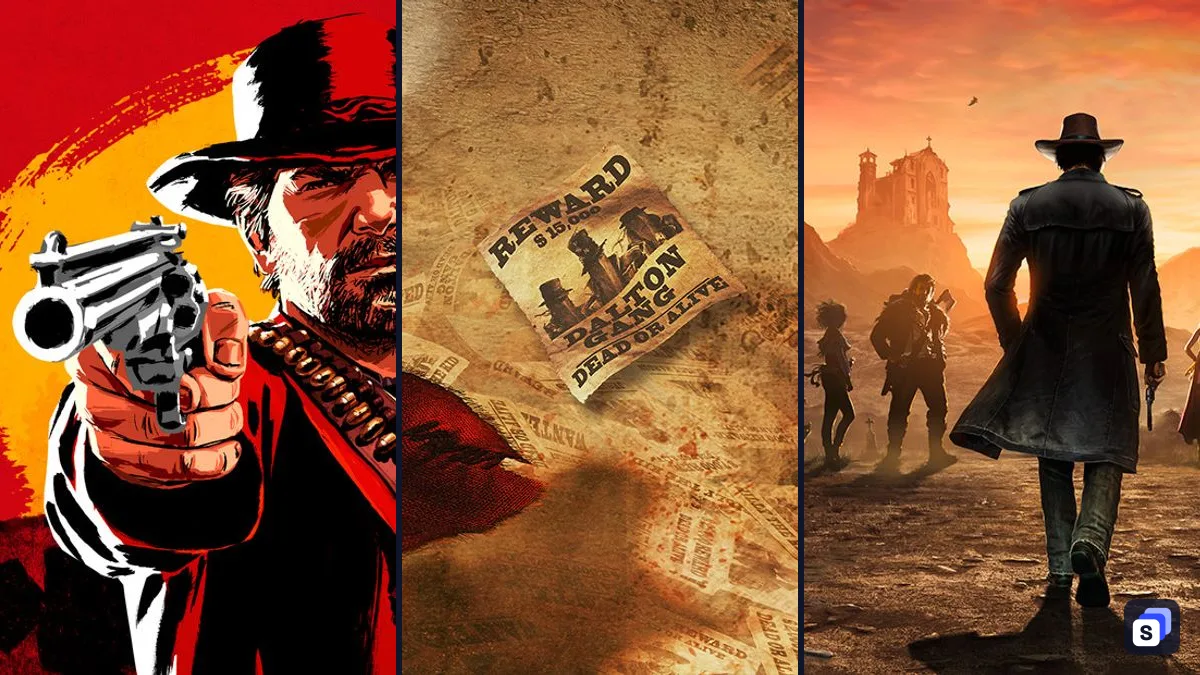 Key art from Red Dead Redemption 2, Call of Juarez: Gunslinger and Desperados III