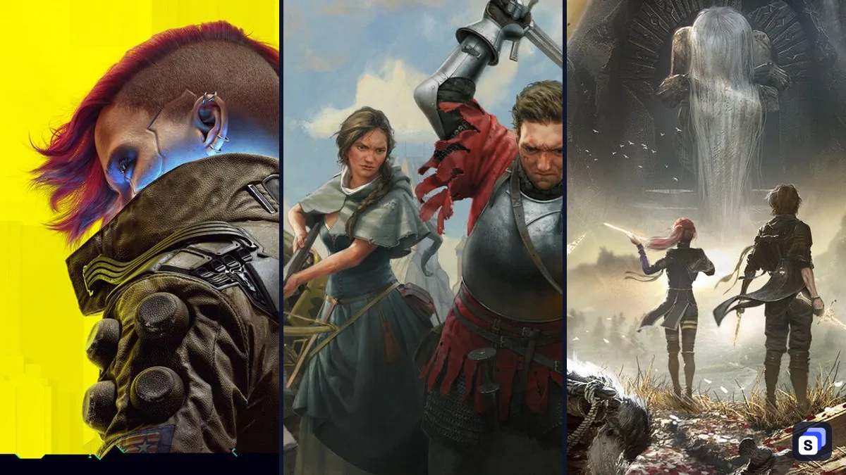 Key art from Cyberpunk 2077, Kingdom Come: Deliverance II and Clair Obscur: Expedition 33