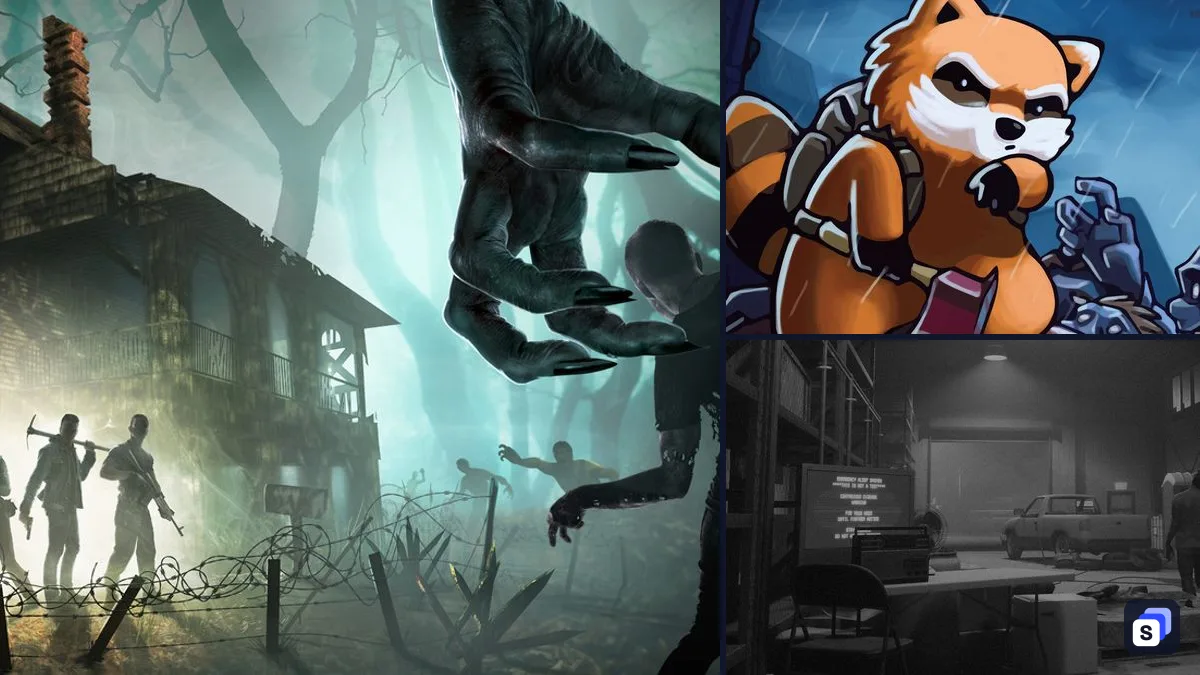 7 Days to Die key art next to Project Zomboid and VEIN, two games like it