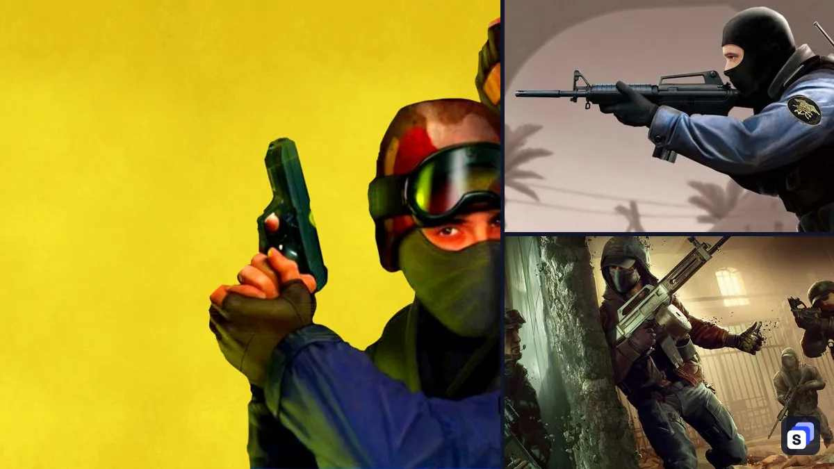 Counter-Strike key art next to Counter-Strike: Source and Insurgency: Sandstorm, two games like it