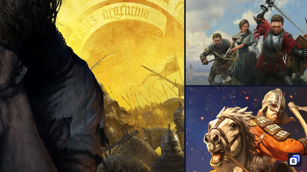 Kingdom Come: Deliverance key art next to Kingdom Come: Deliverance II and Mount & Blade II: Bannerlord, two games like it