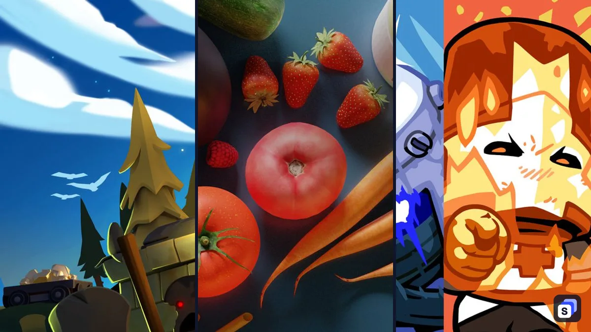 Key-Art von Overcooked! 2, Cooking Simulator und Castle Crashers