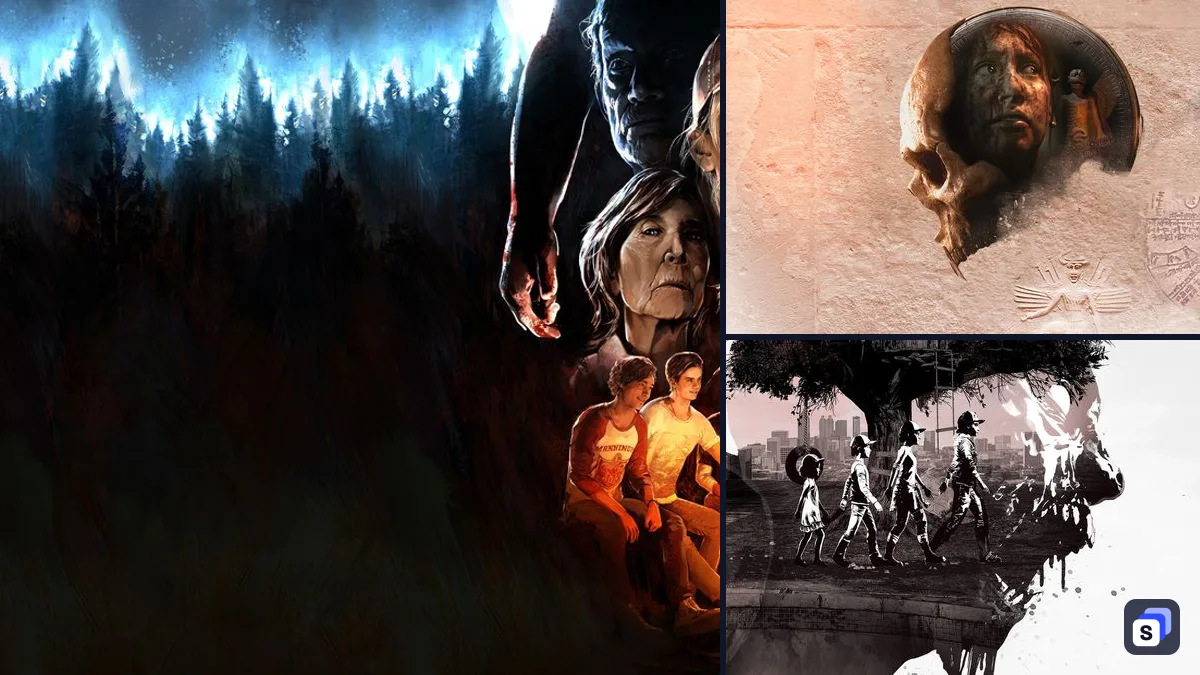 The Quarry key art next to The Dark Pictures Anthology: House of Ashes and The Walking Dead: The Telltale Definitive Series, two games like it
