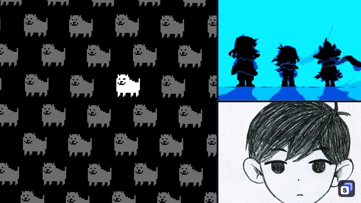 Undertale key art next to DELTARUNE and OMORI, two games like it