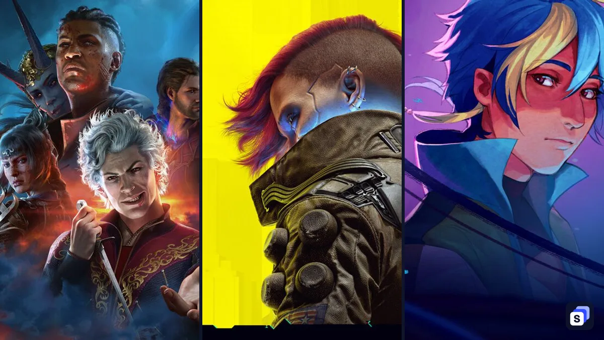 Key art from Baldur's Gate 3, Cyberpunk 2077 and I Was a Teenage Exocolonist